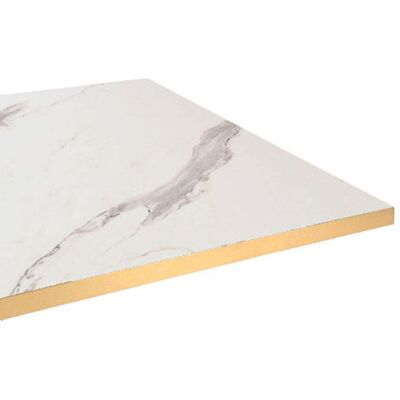 RestooTab Tischplatte quadratisch, helles Marmor-Dekor, Kanten messingfarben; 60x60 cm (LxB); weiß/grau/messing; quadratisch RestooTab Tischplatte quadratisch, helles Marmor-Dekor, Kanten messingfarben; 60x60 cm (LxB); weiß/grau/messing; quadratisch