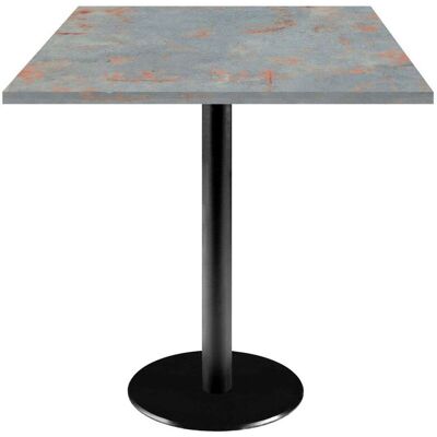 RestooTab Tisch Rome quadratisch - Dekor Stein; 70x70x75 cm (LxBxH); Platte metall verrostet/grau, Gestell schwarz; quadratisch RestooTab Tisch Rome quadratisch - Dekor Stein; 70x70x75 cm (LxBxH); Platte metall verrostet/grau, Gestell schwarz; quadratisch