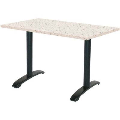 RestooTab Tisch Bazila rechteckig - Dekor Stein & Holz; 160x80x74 cm (LxBxH); Platte terrazzo, Gestell schwarz; rechteckig RestooTab Tisch Bazila rechteckig - Dekor Stein & Holz; 160x80x74 cm (LxBxH); Platte terrazzo, Gestell schwarz; rechteckig