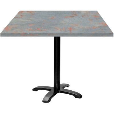 RestooTab Tisch Bazila quadratisch - Dekor Stein; 90x90x74 cm (LxBxH); Platte metall verrostet/grau, Gestell schwarz; quadratisch RestooTab Tisch Bazila quadratisch - Dekor Stein; 90x90x74 cm (LxBxH); Platte metall verrostet/grau, Gestell schwarz; quadratisch