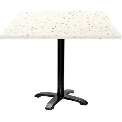 RestooTab Tisch Bazila quadratisch - Dekor Stein; 90x90x74 cm (LxBxH); Platte terrazzo, Gestell schwarz; quadratisch RestooTab Tisch Bazila quadratisch - Dekor Stein; 90x90x74 cm (LxBxH); Platte terrazzo, Gestell schwarz; quadratisch