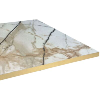 RestooTab Tischplatte quadratisch, helles Marmor-Dekor, Kanten messingfarben; 70x70 cm (LxB); wollweiß/grau/messing; quadratisch RestooTab Tischplatte quadratisch, helles Marmor-Dekor, Kanten messingfarben; 70x70 cm (LxB); wollweiß/grau/messing; quadratisch
