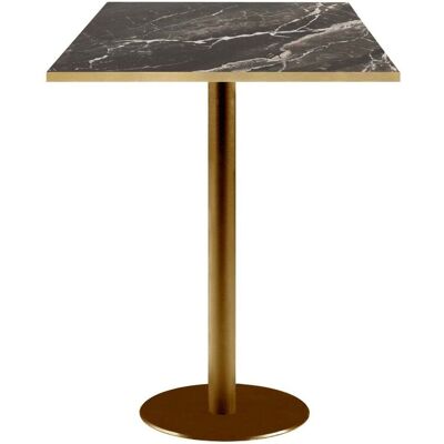 RestooTab Stehtisch Rome quadratisch Gestell goldmetallic - Kanten messing; 60x60x113 cm (LxBxH); Platte schwarz/braun/messing, Gestell messing; quadratisch RestooTab Stehtisch Rome quadratisch Gestell goldmetallic - Kanten messing; 60x60x113 cm (LxBxH); Platte schwarz/braun/messing, Gestell messing; quadratisch