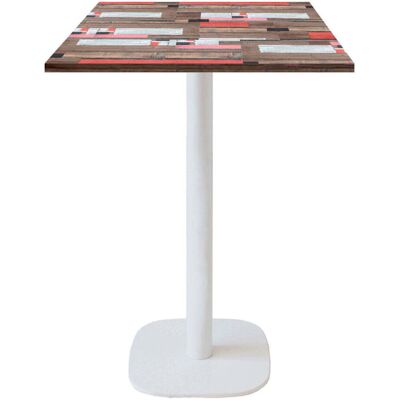 RestooTab Stehtisch Round quadratisch Gestell weiß - Dekor Holz & Uni; 60x60x113 cm (LxBxH); Platte mehrfarbig, Gestell weiß; quadratisch RestooTab Stehtisch Round quadratisch Gestell weiß - Dekor Holz & Uni; 60x60x113 cm (LxBxH); Platte mehrfarbig, Gestell weiß; quadratisch