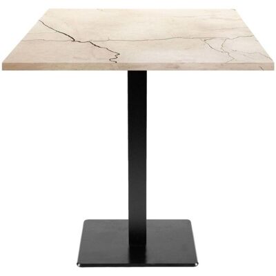 RestooTab Tisch Milan quadratisch - Dekor Stein & Holz; 70x70x75 cm (LxBxH); Platte wollweiß/marmoriert, Gestell schwarz; quadratisch RestooTab Tisch Milan quadratisch - Dekor Stein & Holz; 70x70x75 cm (LxBxH); Platte wollweiß/marmoriert, Gestell schwarz; quadratisch