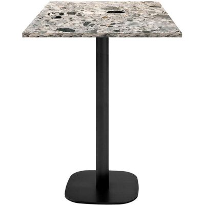 RestooTab Stehtisch Round quadratisch - Dekor Stein & Holz; 60x60x113 cm (LxBxH); Platte grau/terrazzo, Gestell schwarz; quadratisch RestooTab Stehtisch Round quadratisch - Dekor Stein & Holz; 60x60x113 cm (LxBxH); Platte grau/terrazzo, Gestell schwarz; quadratisch