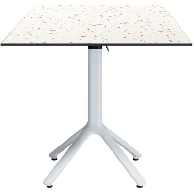 RestooTab Klappbarer quadratischer Outdoor-Tisch Nemo weiß 70x70; 70x70x74 cm (LxBxH); Platte weiß/mehrfarbig/terrazzo, Gestell weiß; quadratisch RestooTab Klappbarer quadratischer Outdoor-Tisch Nemo weiß 70x70; 70x70x74 cm (LxBxH); Platte weiß/mehrfarbig/terrazzo, Gestell weiß; quadratisch
