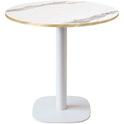 RestooTab Tisch Round rund Gestell weiß - Dekor Stein; 75x70 cm (HxØ); Platte weiß, Gestell weiß; rund RestooTab Tisch Round rund Gestell weiß - Dekor Stein; 75x70 cm (HxØ); Platte weiß, Gestell weiß; rund