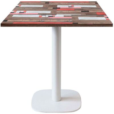 RestooTab Tisch Round quadratisch Gestell weiß - Dekor Holz & Uni; 70x70x75 cm (LxBxH); Platte mehrfarbig, Gestell weiß; quadratisch RestooTab Tisch Round quadratisch Gestell weiß - Dekor Holz & Uni; 70x70x75 cm (LxBxH); Platte mehrfarbig, Gestell weiß; quadratisch