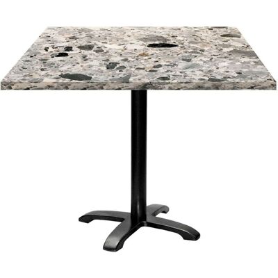 RestooTab Tisch Bazila quadratisch - Dekor Stein; 90x90x74 cm (LxBxH); Platte grau/terrazzo, Gestell schwarz; quadratisch RestooTab Tisch Bazila quadratisch - Dekor Stein; 90x90x74 cm (LxBxH); Platte grau/terrazzo, Gestell schwarz; quadratisch