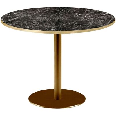 RestooTab Tisch Rome XL rund Gestell goldmetallic - Kanten messingfarben; 75x120 cm (HxØ); Platte schwarz/marmoriert/messing, Gestell messing; rund RestooTab Tisch Rome XL rund Gestell goldmetallic - Kanten messingfarben; 75x120 cm (HxØ); Platte schwarz/marmoriert/messing, Gestell messing; rund