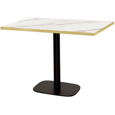 RestooTab Tisch Round rechteckig - Kanten messingfarben; 120x70x75 cm (LxBxH); Platte weiß, Gestell schwarz; rechteckig RestooTab Tisch Round rechteckig - Kanten messingfarben; 120x70x75 cm (LxBxH); Platte weiß, Gestell schwarz; rechteckig