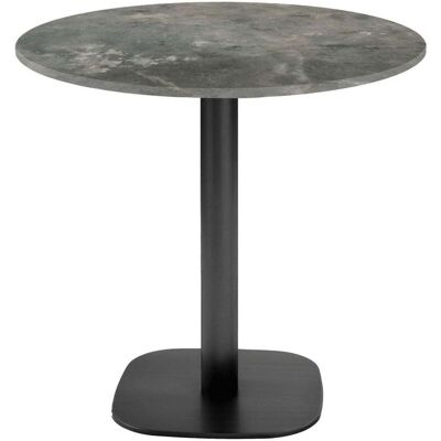 RestooTab Tisch Round rund - Dekor Stein & Holz; 75x70 cm (HxØ); Platte graublau, Gestell schwarz; rund RestooTab Tisch Round rund - Dekor Stein & Holz; 75x70 cm (HxØ); Platte graublau, Gestell schwarz; rund