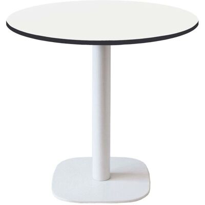 RestooTab Tisch Round rund Gestell weiß - Dekor Holz & Uni; 75x70 cm (HxØ); Platte weiß/schwarz, Gestell weiß; rund RestooTab Tisch Round rund Gestell weiß - Dekor Holz & Uni; 75x70 cm (HxØ); Platte weiß/schwarz, Gestell weiß; rund