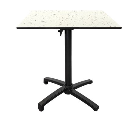 RestooTab Outdoor Klapptisch Diabolo; 70x70x73 cm (LxBxH); Platte weiß/mehrfarbig/terrazzo, Gestell schwarz; quadratisch RestooTab Outdoor Klapptisch Diabolo; 70x70x73 cm (LxBxH); Platte weiß/mehrfarbig/terrazzo, Gestell schwarz; quadratisch