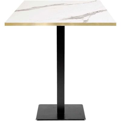 RestooTab Stehtisch Milan quadratisch - Kanten messingfarben; 70x70x113 cm (LxBxH); Platte weiß, Gestell schwarz; quadratisch RestooTab Stehtisch Milan quadratisch - Kanten messingfarben; 70x70x113 cm (LxBxH); Platte weiß, Gestell schwarz; quadratisch