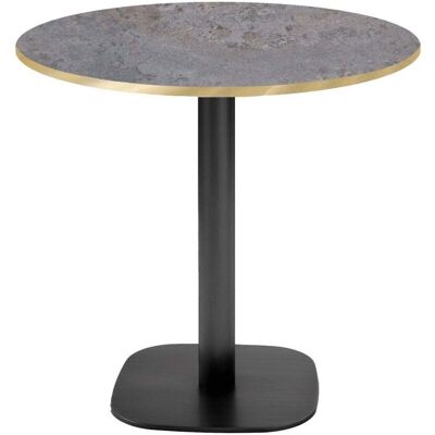 RestooTab Tisch Round rund - Kanten messingfarben; 75x70 cm (HxØ); Platte metall antik, Gestell schwarz; rund RestooTab Tisch Round rund - Kanten messingfarben; 75x70 cm (HxØ); Platte metall antik, Gestell schwarz; rund