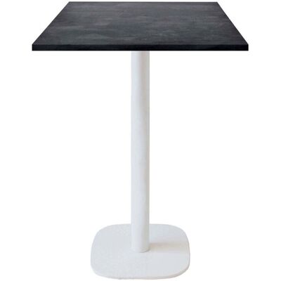 RestooTab Stehtisch Round quadratisch Gestell weiß - Dekor Stein; 60x60x113 cm (LxBxH); Platte steingrau, Gestell weiß; quadratisch RestooTab Stehtisch Round quadratisch Gestell weiß - Dekor Stein; 60x60x113 cm (LxBxH); Platte steingrau, Gestell weiß; quadratisch