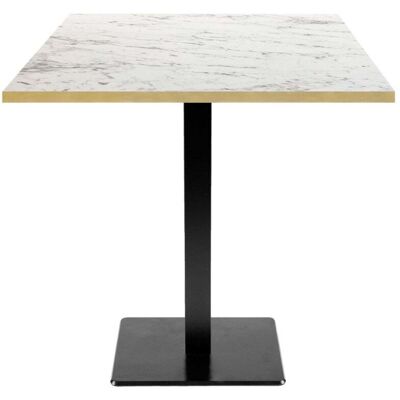 RestooTab Tisch Milan quadratisch - Kanten messingfarben; 70x70x75 cm (LxBxH); Platte weiß/marmoriert/messing, Gestell schwarz; quadratisch RestooTab Tisch Milan quadratisch - Kanten messingfarben; 70x70x75 cm (LxBxH); Platte weiß/marmoriert/messing, Gestell schwarz; quadratisch