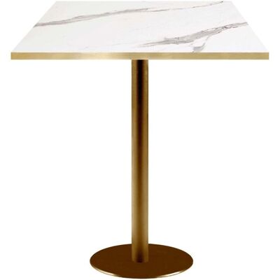 RestooTab Stehtisch Rome quadratisch Gestell goldmetallic - Kanten messing; 60x60x113 cm (LxBxH); Platte weiß/grau/messing, Gestell messing; quadratisch RestooTab Stehtisch Rome quadratisch Gestell goldmetallic - Kanten messing; 60x60x113 cm (LxBxH); Platte weiß/grau/messing, Gestell messing; quadratisch