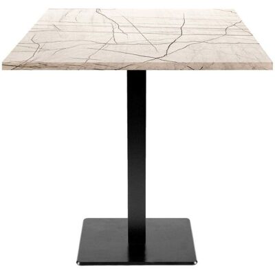 RestooTab Tisch Milan quadratisch - Dekor Stein & Holz; 70x70x75 cm (LxBxH); Platte wollweiß/grau/marmoriert, Gestell schwarz; quadratisch RestooTab Tisch Milan quadratisch - Dekor Stein & Holz; 70x70x75 cm (LxBxH); Platte wollweiß/grau/marmoriert, Gestell schwarz; quadratisch