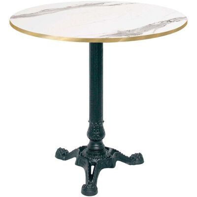 RestooTab Tisch Bistrot Ø70cm - Modell Berbre Capuccino mit messingfarbenen Kanten; 70x70x75x70 cm (LxBxHxØ); weiß/grau/messing; Gestell schwarz; rund RestooTab Tisch Bistrot Ø70cm - Modell Berbre Capuccino mit messingfarbenen Kanten; 70x70x75x70 cm (LxBxHxØ); weiß/grau/messing; Gestell schwarz; rund