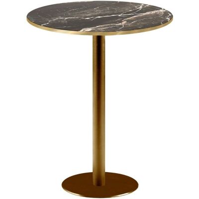 RestooTab Stehtisch Rome rund Gestell goldmetallic - Kanten messingfarben; 113x60 cm (HxØ); Platte schwarz/braun/messing, Gestell messing; rund RestooTab Stehtisch Rome rund Gestell goldmetallic - Kanten messingfarben; 113x60 cm (HxØ); Platte schwarz/braun/messing, Gestell messing; rund