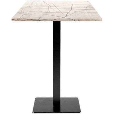 RestooTab Stehtisch Milan quadratisch - Dekor Stein & Holz; 60x60x113 cm (LxBxH); Platte wollweiß/grau/marmoriert, Gestell schwarz; quadratisch RestooTab Stehtisch Milan quadratisch - Dekor Stein & Holz; 60x60x113 cm (LxBxH); Platte wollweiß/grau/marmoriert, Gestell schwarz; quadratisch