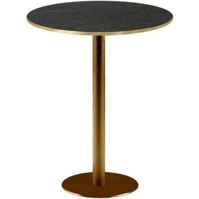 RestooTab Stehtisch Rome rund Gestell goldmetallic - Kanten messingfarben; 113x60 cm (HxØ); Platte schwarz/dunkelgrau/messing, Gestell messing; rund RestooTab Stehtisch Rome rund Gestell goldmetallic - Kanten messingfarben; 113x60 cm (HxØ); Platte schwarz/dunkelgrau/messing, Gestell messing; rund