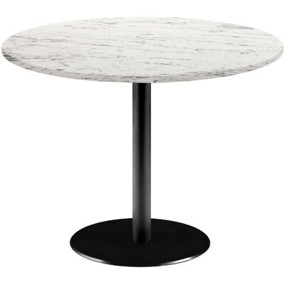 RestooTab Tisch Rome XL rund - Dekor Stein & Marmor; 75x120 cm (HxØ); Platte weiß/steingrau/marmoriert, Gestell schwarz; rund RestooTab Tisch Rome XL rund - Dekor Stein & Marmor; 75x120 cm (HxØ); Platte weiß/steingrau/marmoriert, Gestell schwarz; rund