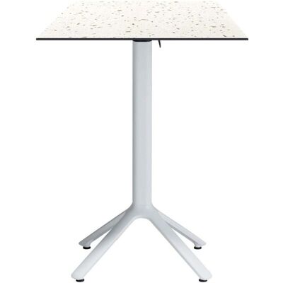 RestooTab Klappbarer quadratischer Outdoor-Stehtisch Nemo weiß 60x60; 60x60x110 cm (LxBxH); Platte weiß/mehrfarbig/terrazzo, Gestell weiß; quadratisch RestooTab Klappbarer quadratischer Outdoor-Stehtisch Nemo weiß 60x60; 60x60x110 cm (LxBxH); Platte weiß/mehrfarbig/terrazzo, Gestell weiß; quadratisch