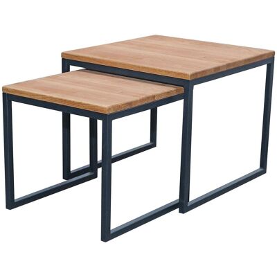 Infantil 2er-Set Beistelltisch 'Noah', Wildeiche; 50x50x43 cm (LxBxH); Platte braun, Gestell schwarz; dreieckig Infantil 2er-Set Beistelltisch 'Noah', Wildeiche; 50x50x43 cm (LxBxH); Platte braun, Gestell schwarz; dreieckig