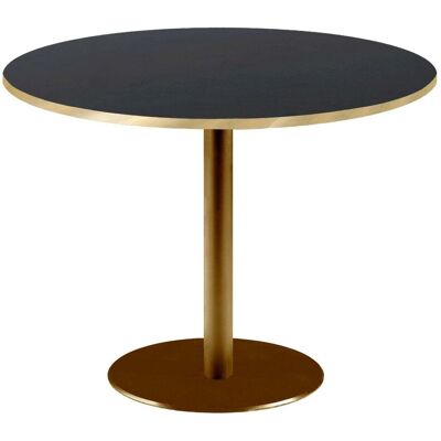 RestooTab Tisch Rome XL rund Gestell goldmetallic - Kanten messingfarben; 75x120 cm (HxØ); Platte schwarz/messing, Gestell messing; rund RestooTab Tisch Rome XL rund Gestell goldmetallic - Kanten messingfarben; 75x120 cm (HxØ); Platte schwarz/messing, Gestell messing; rund