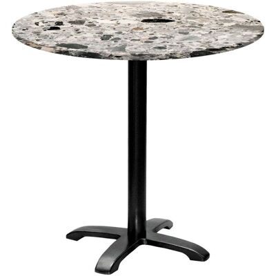 RestooTab Tisch Bazila rund - Dekor Stein; 74x80 cm (HxØ); Platte grau/terrazzo, Gestell schwarz; rund RestooTab Tisch Bazila rund - Dekor Stein; 74x80 cm (HxØ); Platte grau/terrazzo, Gestell schwarz; rund