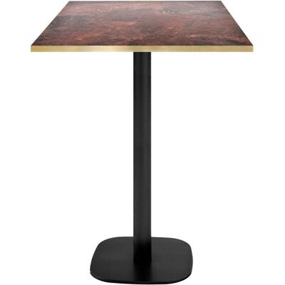 RestooTab Stehtisch Round quadratisch - Kanten messingfarben; 60x60x113 cm (LxBxH); Platte metall verrostet, Gestell schwarz; quadratisch RestooTab Stehtisch Round quadratisch - Kanten messingfarben; 60x60x113 cm (LxBxH); Platte metall verrostet, Gestell schwarz; quadratisch