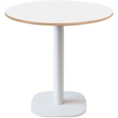 RestooTab Tisch Round rund Gestell weiß - Dekor Holz & Uni; 75x70 cm (HxØ); Platte weiß, Gestell weiß; rund RestooTab Tisch Round rund Gestell weiß - Dekor Holz & Uni; 75x70 cm (HxØ); Platte weiß, Gestell weiß; rund