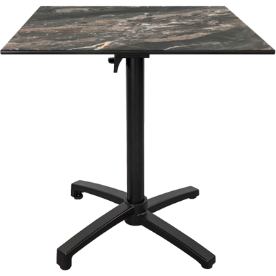 RestooTab Outdoor Klapptisch Diabolo; 70x70x73 cm (LxBxH); Platte schwarz/braun/marmoriert, Gestell schwarz; quadratisch RestooTab Outdoor Klapptisch Diabolo; 70x70x73 cm (LxBxH); Platte schwarz/braun/marmoriert, Gestell schwarz; quadratisch