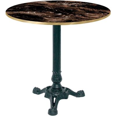 RestooTab Tisch Bistrot Ø70cm - Modell Berbre Capuccino mit messingfarbenen Kanten; 70x70x75x70 cm (LxBxHxØ); schwarz/café/messing; Gestell schwarz; rund RestooTab Tisch Bistrot Ø70cm - Modell Berbre Capuccino mit messingfarbenen Kanten; 70x70x75x70 cm (LxBxHxØ); schwarz/café/messing; Gestell schwarz; rund