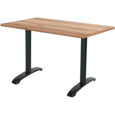 RestooTab Tisch Bazila rechteckig - Dekor Stein & Holz; 160x80x74 cm (LxBxH); Platte eiche/natur, Gestell schwarz; rechteckig RestooTab Tisch Bazila rechteckig - Dekor Stein & Holz; 160x80x74 cm (LxBxH); Platte eiche/natur, Gestell schwarz; rechteckig
