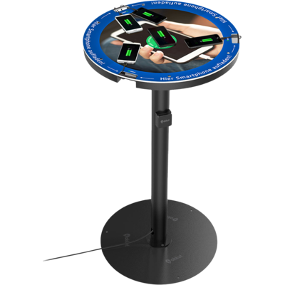 akkut Stehtisch CHAT LIGHT mit Handy-Ladekabel und Wireless Charging; 110x60 cm (HxØ); schwarz; rund akkut Stehtisch CHAT LIGHT mit Handy-Ladekabel und Wireless Charging; 110x60 cm (HxØ); schwarz; rund