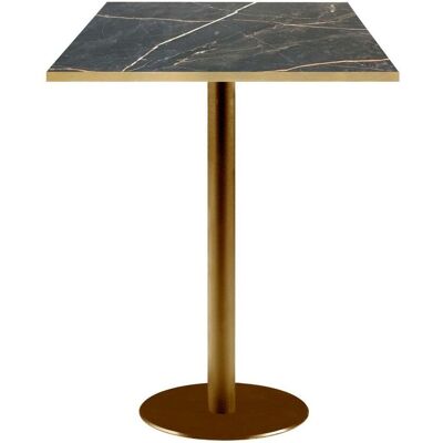 RestooTab Stehtisch Rome quadratisch Gestell goldmetallic - Kanten messing; 60x60x113 cm (LxBxH); Platte schwarz, Gestell messing; quadratisch RestooTab Stehtisch Rome quadratisch Gestell goldmetallic - Kanten messing; 60x60x113 cm (LxBxH); Platte schwarz, Gestell messing; quadratisch