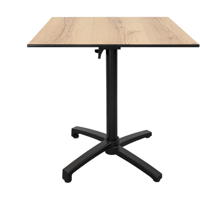 RestooTab Outdoor Klapptisch Diabolo; 70x70x73 cm (LxBxH); Platte eiche/natur, Gestell schwarz; quadratisch RestooTab Outdoor Klapptisch Diabolo; 70x70x73 cm (LxBxH); Platte eiche/natur, Gestell schwarz; quadratisch