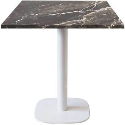 RestooTab Tisch Round quadratisch Gestell weiß - Dekor Stein; 70x70x75 cm (LxBxH); Platte schwarz, Gestell weiß; quadratisch RestooTab Tisch Round quadratisch Gestell weiß - Dekor Stein; 70x70x75 cm (LxBxH); Platte schwarz, Gestell weiß; quadratisch
