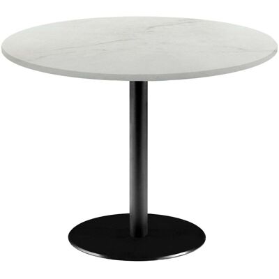 RestooTab Tisch Rome XL rund - Dekor Stein & Marmor; 75x120 cm (HxØ); Platte weiß/beige/marmoriert, Gestell schwarz; rund RestooTab Tisch Rome XL rund - Dekor Stein & Marmor; 75x120 cm (HxØ); Platte weiß/beige/marmoriert, Gestell schwarz; rund
