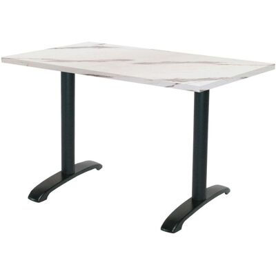 RestooTab Tisch Bazila rechteckig - Dekor Stein & Holz; 160x80x74 cm (LxBxH); Platte weiß, Gestell schwarz; rechteckig RestooTab Tisch Bazila rechteckig - Dekor Stein & Holz; 160x80x74 cm (LxBxH); Platte weiß, Gestell schwarz; rechteckig