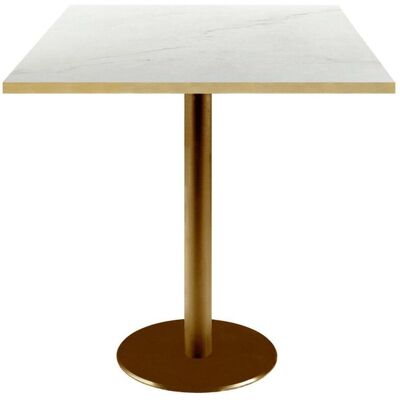 RestooTab Tisch Rome quadratisch Gestell goldmetallic - Kanten messingfarben; 70x70x75 cm (LxBxH); Platte weiß/beige/messing, Gestell messing; quadratisch RestooTab Tisch Rome quadratisch Gestell goldmetallic - Kanten messingfarben; 70x70x75 cm (LxBxH); Platte weiß/beige/messing, Gestell messing; quadratisch