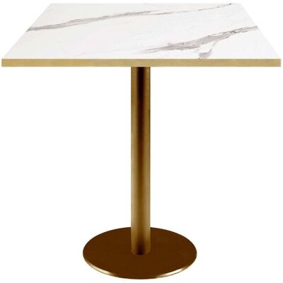 RestooTab Tisch Rome quadratisch Gestell goldmetallic - Kanten messingfarben; 70x70x75 cm (LxBxH); Platte weiß/grau/messing, Gestell messing; quadratisch RestooTab Tisch Rome quadratisch Gestell goldmetallic - Kanten messingfarben; 70x70x75 cm (LxBxH); Platte weiß/grau/messing, Gestell messing; quadratisch