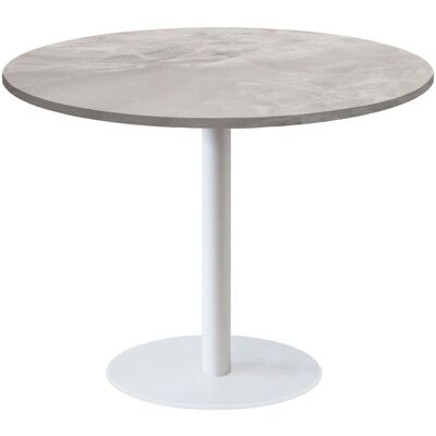 RestooTab Tisch Rome XL weiß rund - Dekore Holz & Steine; 75x120 cm (HxØ); beige/grau/marmoriert; rund RestooTab Tisch Rome XL weiß rund - Dekore Holz & Steine; 75x120 cm (HxØ); beige/grau/marmoriert; rund