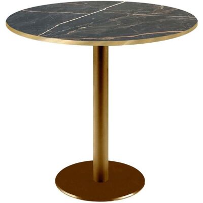 RestooTab Tisch Rome rund Gestell goldmetallic - Kanten messingfarben; 75x70 cm (HxØ); Platte schwarz, Gestell messing; rund RestooTab Tisch Rome rund Gestell goldmetallic - Kanten messingfarben; 75x70 cm (HxØ); Platte schwarz, Gestell messing; rund