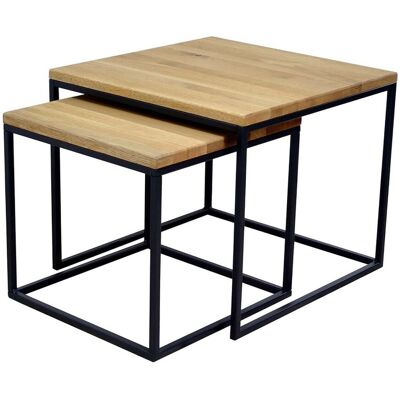 Infantil 2er-Set Beistelltisch 'Janis', Wildeiche; 60x60x45 cm (LxBxH); Platte braun, Gestell schwarz; quadratisch Infantil 2er-Set Beistelltisch 'Janis', Wildeiche; 60x60x45 cm (LxBxH); Platte braun, Gestell schwarz; quadratisch